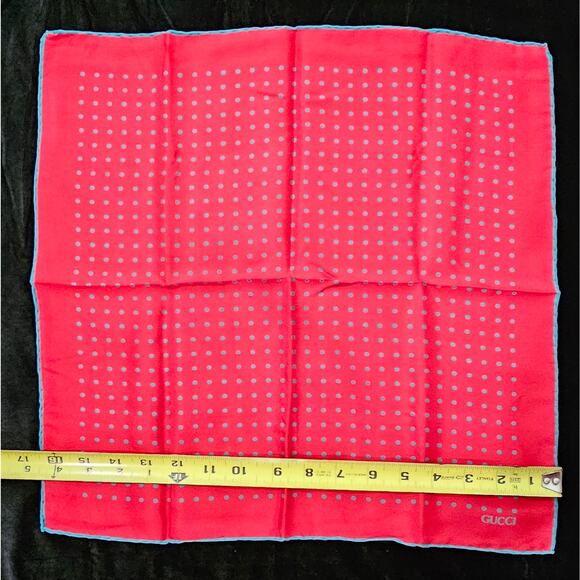 Gucci Silk Polka Dot Pocket Square /Handkerchief - Picture 3 of 6